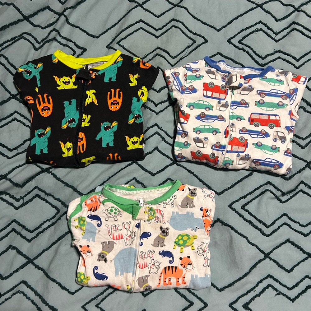 Set of 3 Baby Onesies with Fun Prints